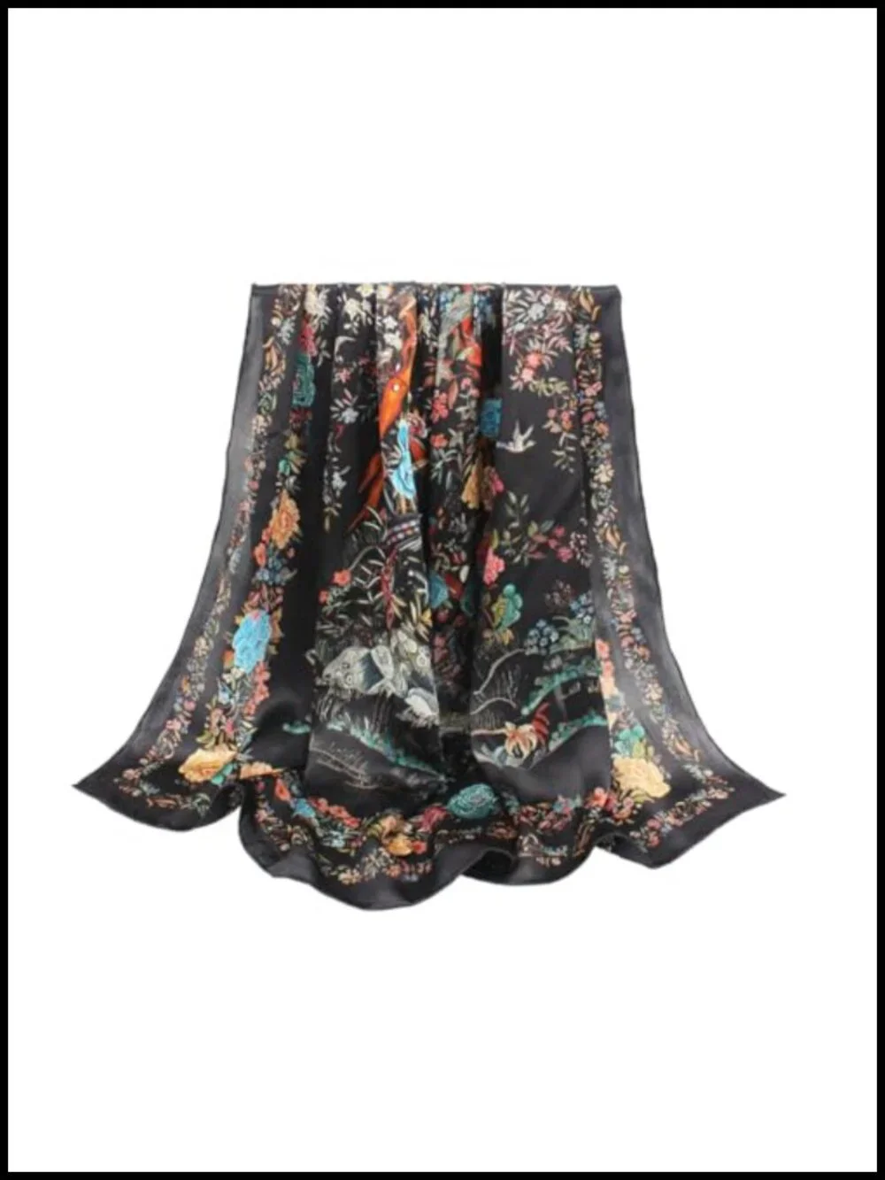 100% Silk Large Square Scarf Shawl Hair Wrap 43 Inch